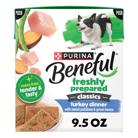Purina Beneful Freshly Prepared Classics Turkey Dinner with Sweet Potatoes and Green Beans Pate Dog Food, 9.5 oz. Carton