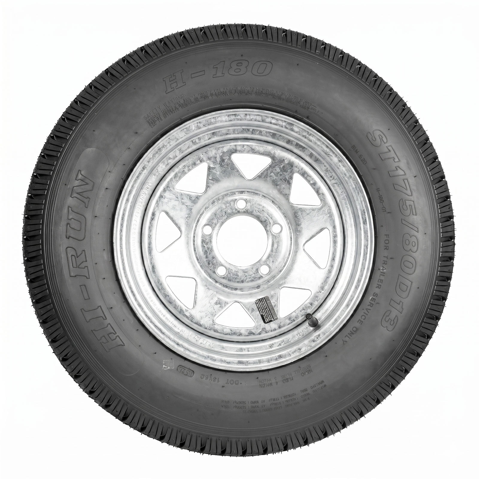 Hi-Run 2 Set H180 ST175/80D13 6PR 91L Trailer Tire and Galvanized 5-Lug 8 Spoke Wheel Assembly