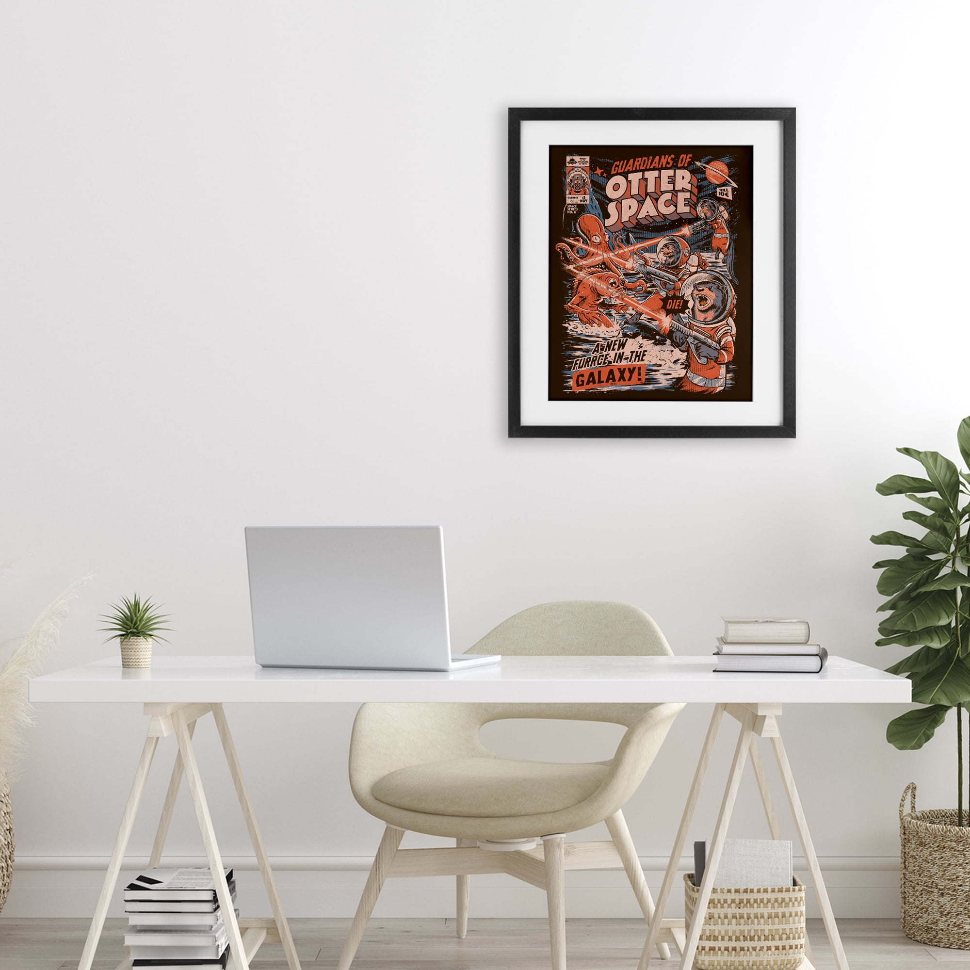 Stupell Industries Guardians Of Otter Space Retro Black Framed Print Under Glass, design by EduEly Designs