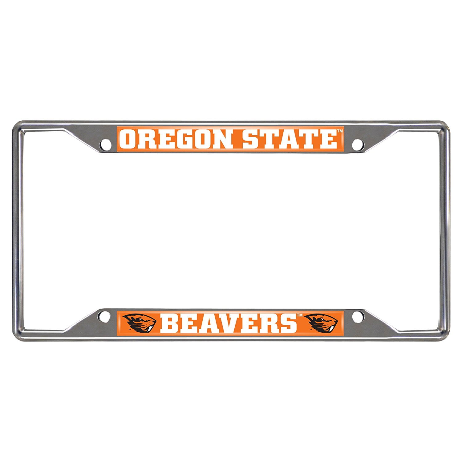 16838 Oregon State University License Plate Frame, Made of chrome metal