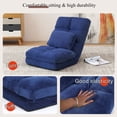 thumbnail image 3 of Indoor Chaise Lounge Sofa, Floor Chair with Back Support and 14 Adjustable Angle Folding Floor Lounger with Pillow Convertible Floor Sofa Bed for Living Room Bedroom, Blue, 3 of 7