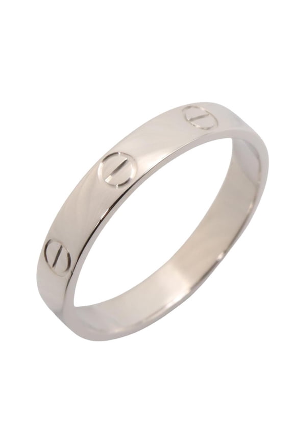 Pre-Owned Cartier Mini Love Ring, 18K White Gold (18KWG), Silver Tone, for Men and Women.