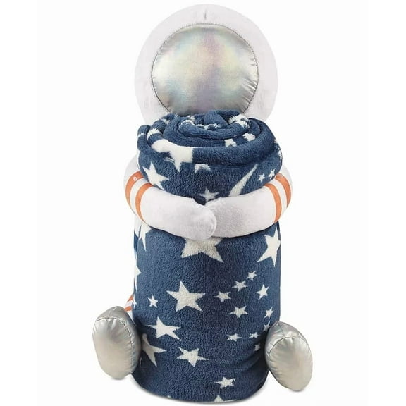 Astronaut Plush 12" Stuffed Animal Pillow and Fleece Blanket Throw Set