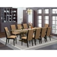 thumbnail image 3 of East West Furniture 11-Piece Dinner Table Set Consists of a Wooden Dining Table and 10 Light Sable Linen Fabric Dining Chairs with High Back - Distressed Jacobean Finish, 3 of 4