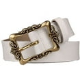 thumbnail image 2 of ORUYROP White Retro Leather Pin Buckle Belt Flower Print Designer Belt for Women, 2 of 5