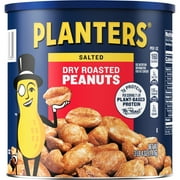 PLANTERS Salted Dry Roasted Peanuts, Party Snacks, Plant Based Protein, 52 oz Canister
