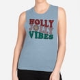 thumbnail image 2 of Holly Jolly Vibes Women's Muscle Tank X-Large Stonewash Denim, 2 of 5