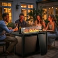 thumbnail image 3 of Gymojoy 5 Pieces Patio Furniture Set with Chairs, Rattan Wicker Lounge Chairs with 43" Propane Gas Fire Pit Table Conversation Set, Beige, 3 of 15