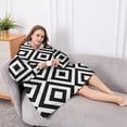 thumbnail image 5 of Oversized Wearable Blanket Hoodie,Black White Checkerboard Checkered Pattern Sherpa Blanket Hoodie with Super Pockets,Super Warm Fuzzy Pullover for Women & Men, 5 of 6