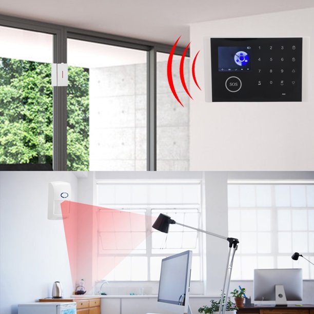 Sistema de alarma antirrobos WiFi + GSM + GPRS Seguridad Cámara IP HD inalámbrica para el hogar/oficina, soporte 9 idiomas, Alarma APLICACIóN de red WIFI remota, configuración de nombre y número Ecomeon no