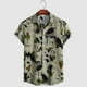 thumbnail image 4 of Camisas Casuales Para Hombre Camisa superior informal elegante de primavera y verano para hombre, camisas de algodón y lino de manga corta con solapa estampada (Green, XL), 4 of 7