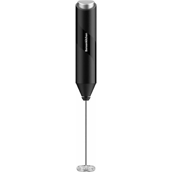 Powerful Milk Frother for Coffee, Fast Handheld Drink Mixer with Stainless Steel Whisk, Battery Operated Hand Frother Stirrer Wand-Black