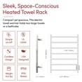 thumbnail image 2 of Heated Towel Rack – Polished Stainless Steel Wall Mounted Towel Warmer for Luxurious Bathroom Spa-Like Comfort, 7-Bars, 75 Watts Electric Hardwired UL Certified Safe, WarmlyYours Tahoe, 2 of 15