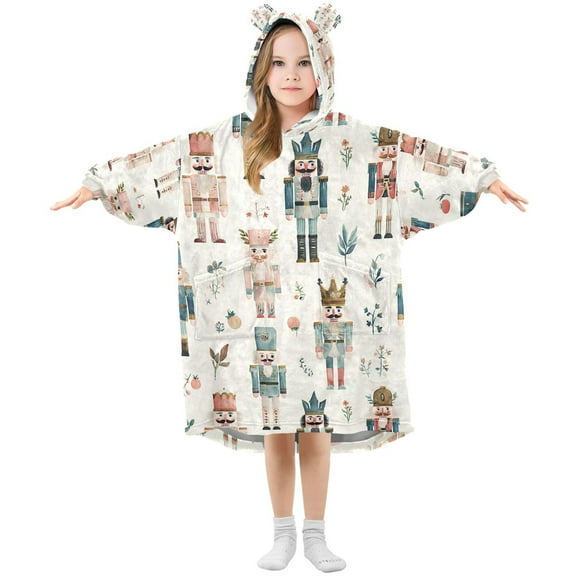 joogoo Wearable Blanket Hoodie for Nutcracker Soldiers Christmas Oversized Sherpa Hooded 3-14 YR M