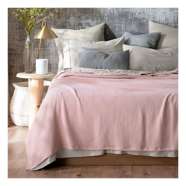 Manta Muselina Queen Size 100% Algodón Esquimal Ideal para Cama, Sofá y Decoración (Rosa)