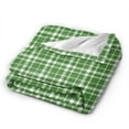 thumbnail image 3 of Green Plaid Throw Blanket, Fluffy Soft Cozy Blanket Flannel Plush Microfiber Couch Throw 50"x40", 3 of 7