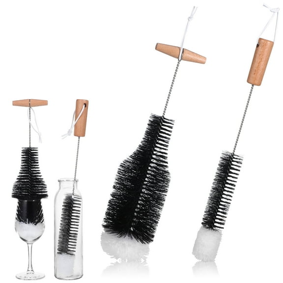 Amosfun 2pcs Chimney Wire Brush Wood Tools for Fireplace Maintenance 14.6*2.8*2.8in Black