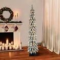 thumbnail image 3 of Puleo International  6' Pre-Lit Flocked Alpine Pencil Artificial Christmas Tree - 6, 3 of 4