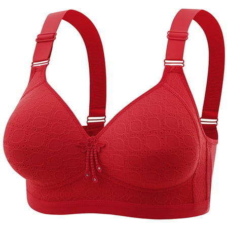 Wireless Bras for Women  Woman s Printing Thin Style Ventilate Back Buckle Bra Without Steel Rim(Red 42/95)
