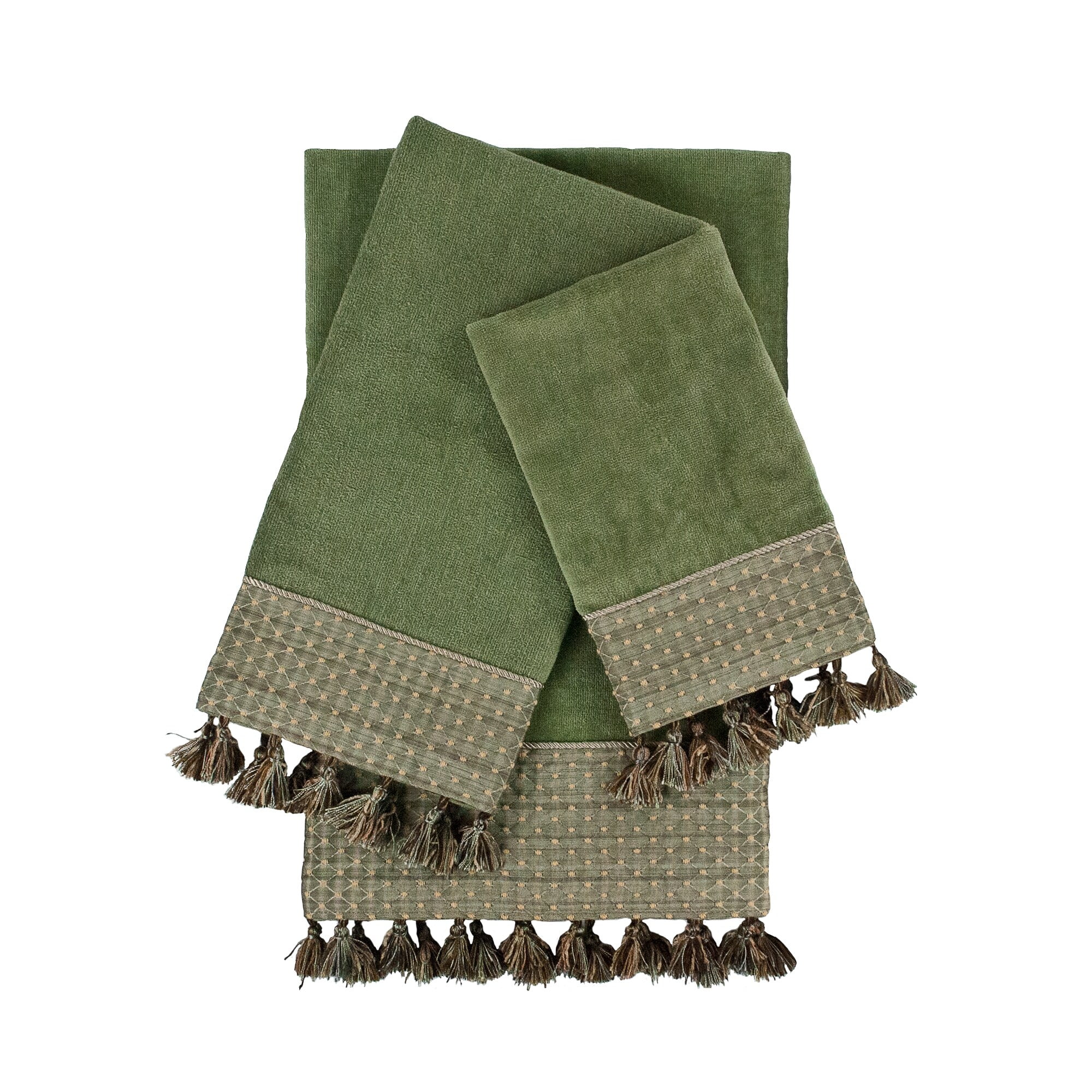 Sherry Kline Meade Sage 3piece Decorative Embellished Towel Set