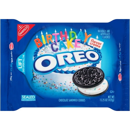 (2 Pack) Nabisco Oreo Chocolate Sandwich Cookies Birthday Cake, 15.25