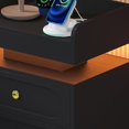 thumbnail image 5 of 4ever2buy Black Led Nightstand with Charging Station, Modern Night Stand with 2 Drawers, Bedside Table End Table with Storage for Bedroom, 5 of 16