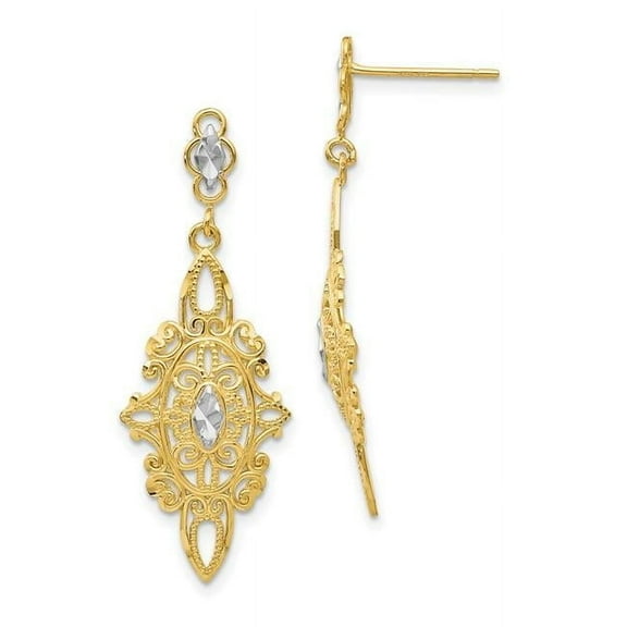 Primal Gold 14 Karat Yellow Gold And Rhodium Diamond-cut Filigree Earrings