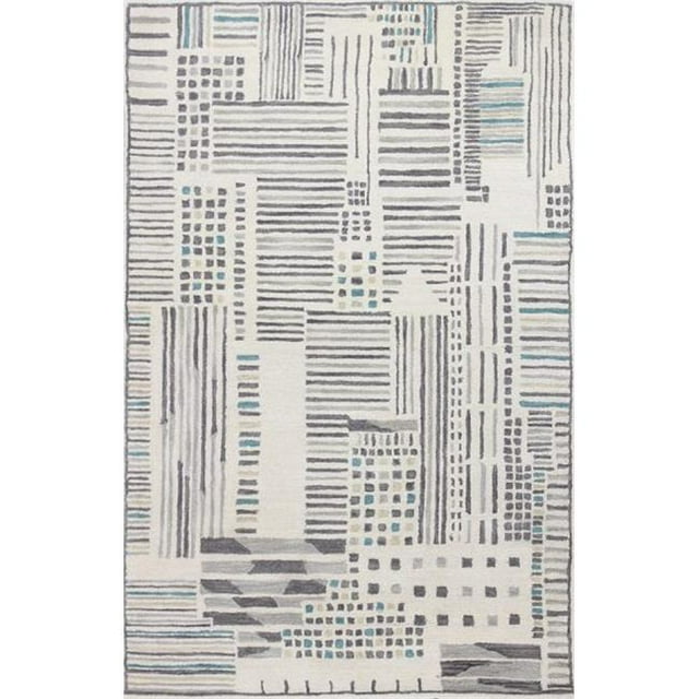 Bashian S185-IV-5X8-ST283 5 ft. x 7 ft. 6 in. Chelsea Collection Contemporary 100 Percent Wool Hand Tufted Area Rug, Ivory