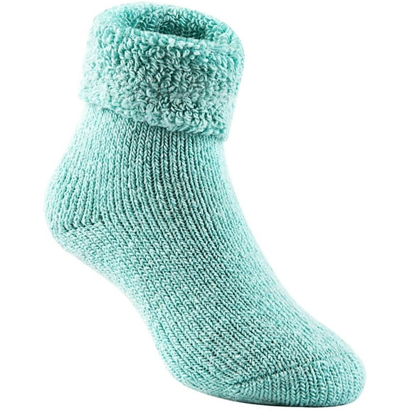 Lian LifeStyle Girl's 6 Pairs Extra Thick Wool Boot Socks Crew Plain LK01 Aqua 0Y-2Y