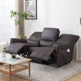 thumbnail image 4 of Reclining Sofa,Recliner Sofa 3 Seater with Lumbar Support ,Manual Reclining Home Theater Seating ,Loveseat Recliner Couch with USB Port,Faux Leather recliner chair for Living Room,Brown, 4 of 12