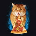thumbnail image 3 of Tee Hunt Cat Eating Pizza Youth T-Shirt Funny Weird Kitten Pet Kitty Peperoni Kids Tee, Blue, X-Large, 3 of 5