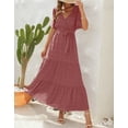 thumbnail image 2 of Dresses for Women Short Sleeve Womens Midi Dresses Solid Color Maxi Dress Alsol Lamesa, 2 of 6