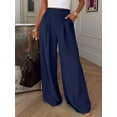 thumbnail image 3 of BTFBM Wide Leg Pants Woman Spring Pockets Loose Flowy Trousers Lounge Palazzo Pant Beach Vacation Clothes, 3 of 9