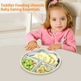 thumbnail image 4 of Shoreew Baby Plate with Suction Base 3-Section Divided Stainless Steel Dish 9" Unbreakable Anti Breakage Metal Bowls for Toddlers, 4 of 7