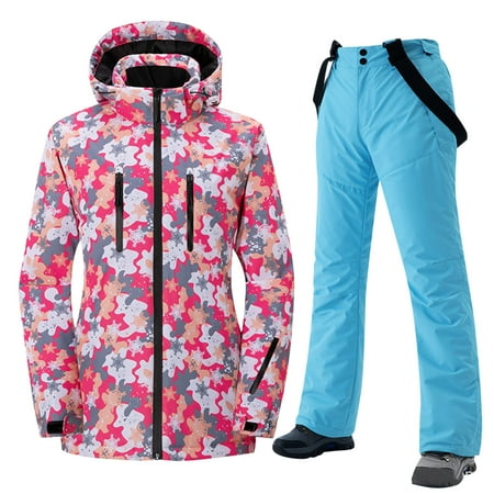 Haivin Unisex Printed Ski Suit Set Windproof and Waterproof Thickened and Insulated Long Sleeve with Hood for Skiing Snowboarding and Winter Outdoor Activities