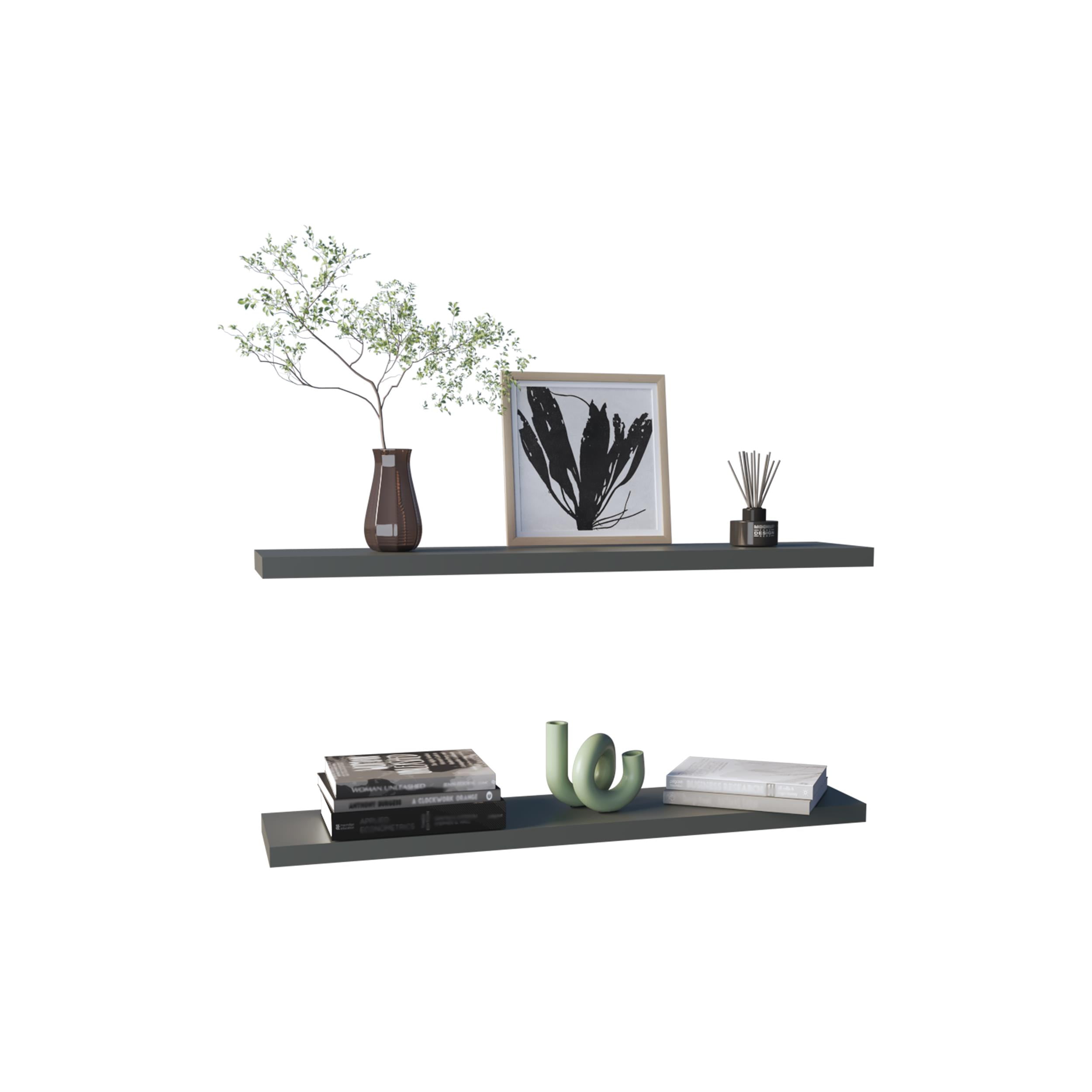 Ecco 47" Wide Floating Shelves Set of 2 Matt Gray Engineered Wood Matt Gray