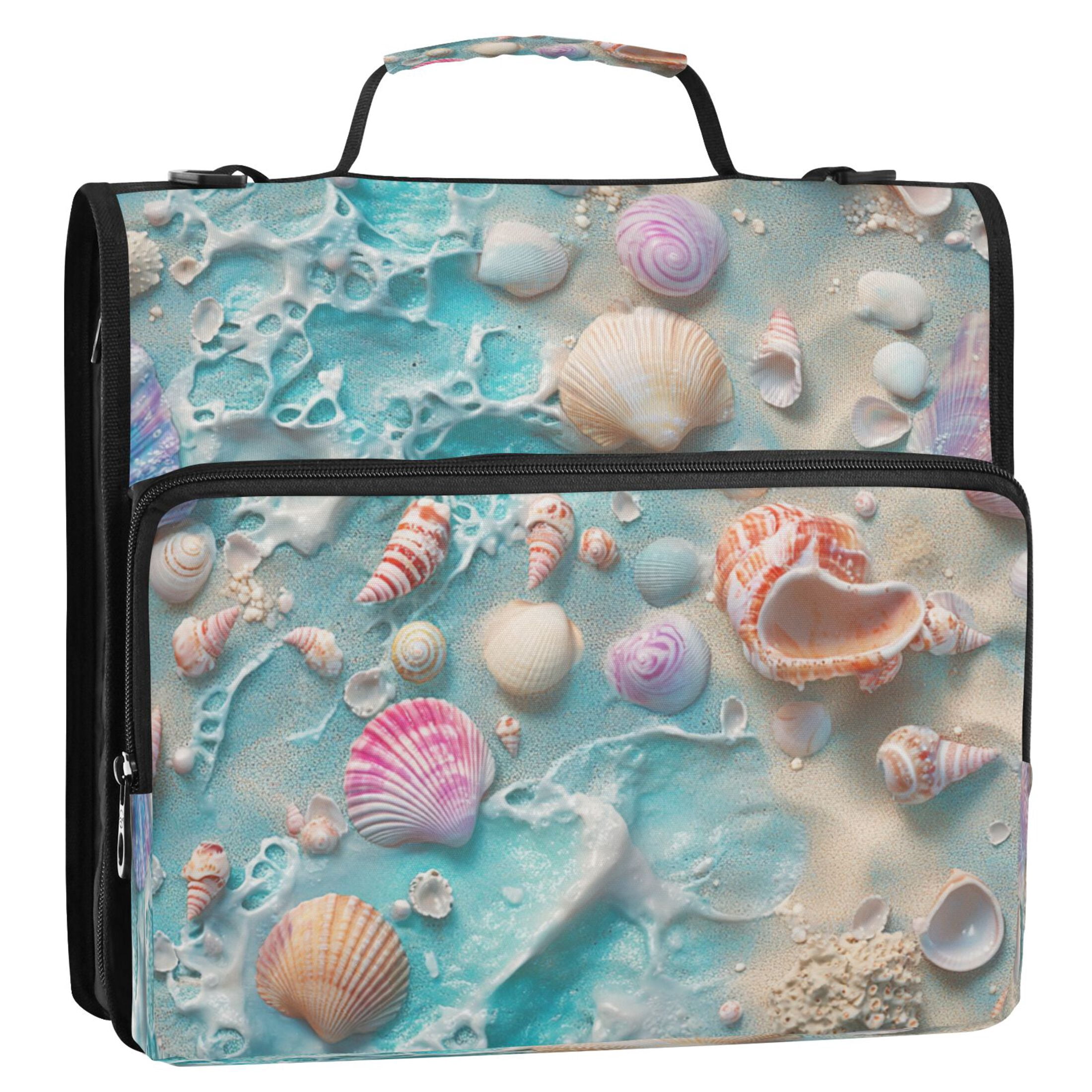 YAZAOO Zipper Binder trapper keeper Documents Organized Design Seashells Beach Printed