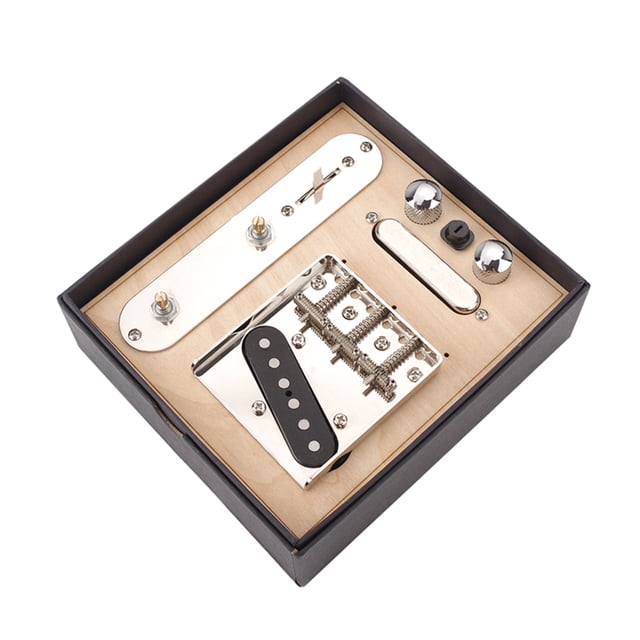 Eigraketly Juego de pastillas Mástil Puente medio Bobina simple Kit de placa de línea de pastillas Golpeador Perillas de control de tono ajustables Accesorios para instrumentos musicales Eigraketly OD023217-00
