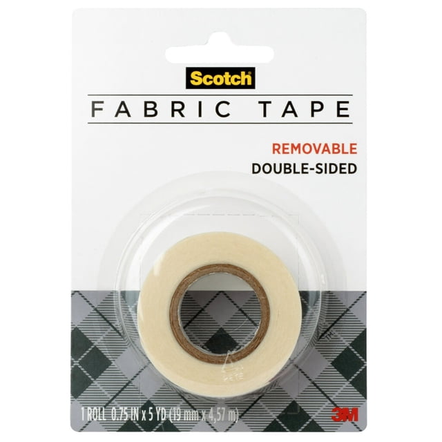 Cinta adhesiva de tela extraíble, 1 rollo, 0,75 cm x 4,57 m, doble cara