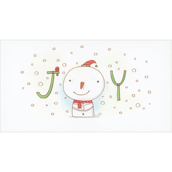 RSVP Cute Joy Snowman and Small Red Bird Money Holder / Gift Card Holder Christmas Card