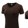 thumbnail image 3 of Womens Basic Active Short Sleeve T-Shirt Solid Color Round-neck Slim Fit Stretch Layer for Gym Yoga Running, 3 of 4