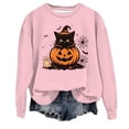 thumbnail image 4 of Women's Hoodedless Sweatshirt for Wear with Halloween Graphic Casual Pullover Top for Spring and Autumn Fashion Streetwear Pink M, 4 of 4