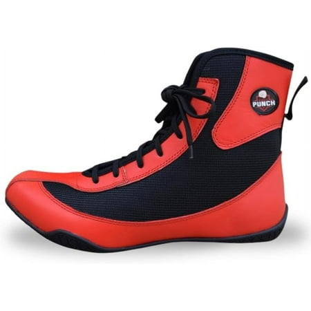 Professional Boxing Shoes Breathable Wrestling Shoes  Training Shoe for Adult & Youth Men Women Non Slip Rubber Sole Lightweight Boots (Red & Black  8)