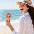 thumbnail image 5 of Mini Handheld Fan, Portable Personal Cooling Fan with Carabiner Clip, Rechargeable 3 Speed Buckle Hand Fan, Lightweight Pocket Size Hanging Buckle Fan, Battery Operated Small Hand Fan, Orange, 5 of 5