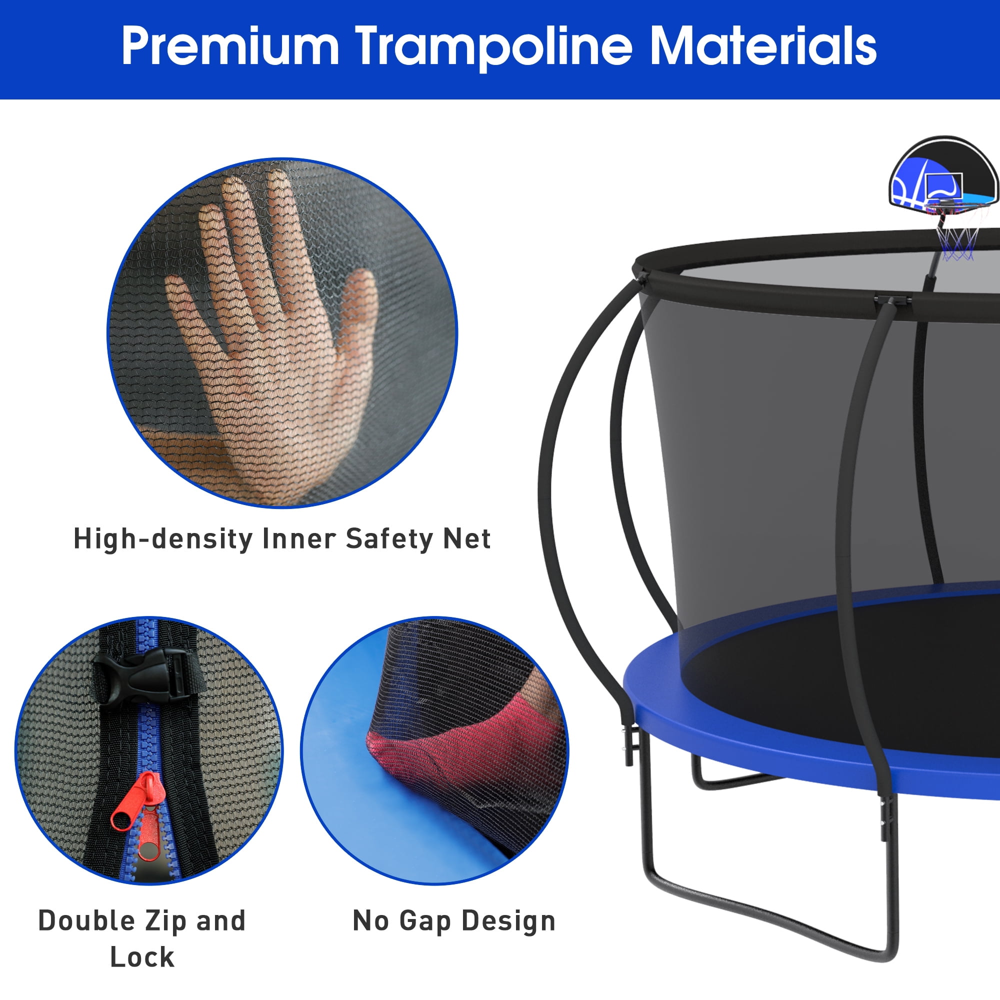 Jump Into Fun 12FT Trampoline 1200LBS for 6 Kids and Adults, Galvanized Anti-Rust Coating Pumpkin Outdoor Trampolines with Enclosure Net and Basketball Hoop, Lights, Sprinkler, Gift Family Use