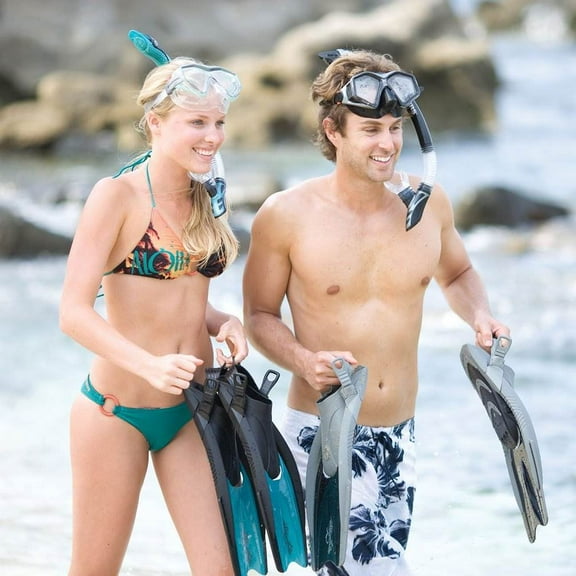 U.S. Divers Trek Size Large Diving Swimming Snorkel Travel Fins, Electric Blue