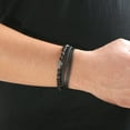 thumbnail image 5 of Pulsera de hombre de acero inoxidable con piedra natural y tejido cruzado, 5 of 5