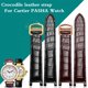 thumbnail image 2 of Correa de piel de cocodrilo para reloj C-artier PASHA, de 18, 20 mm, con boca cóncava, correa de piel de becerro marrón y negra con hebilla plegable, 2 of 5