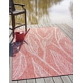 thumbnail image 1 of Unique Loom Collection Botanique Tapis de Transition Intérieur et Extérieur à Tissage Plat, 5 x 8 Pieds, Rouge Rouille/gris, 1 of 1