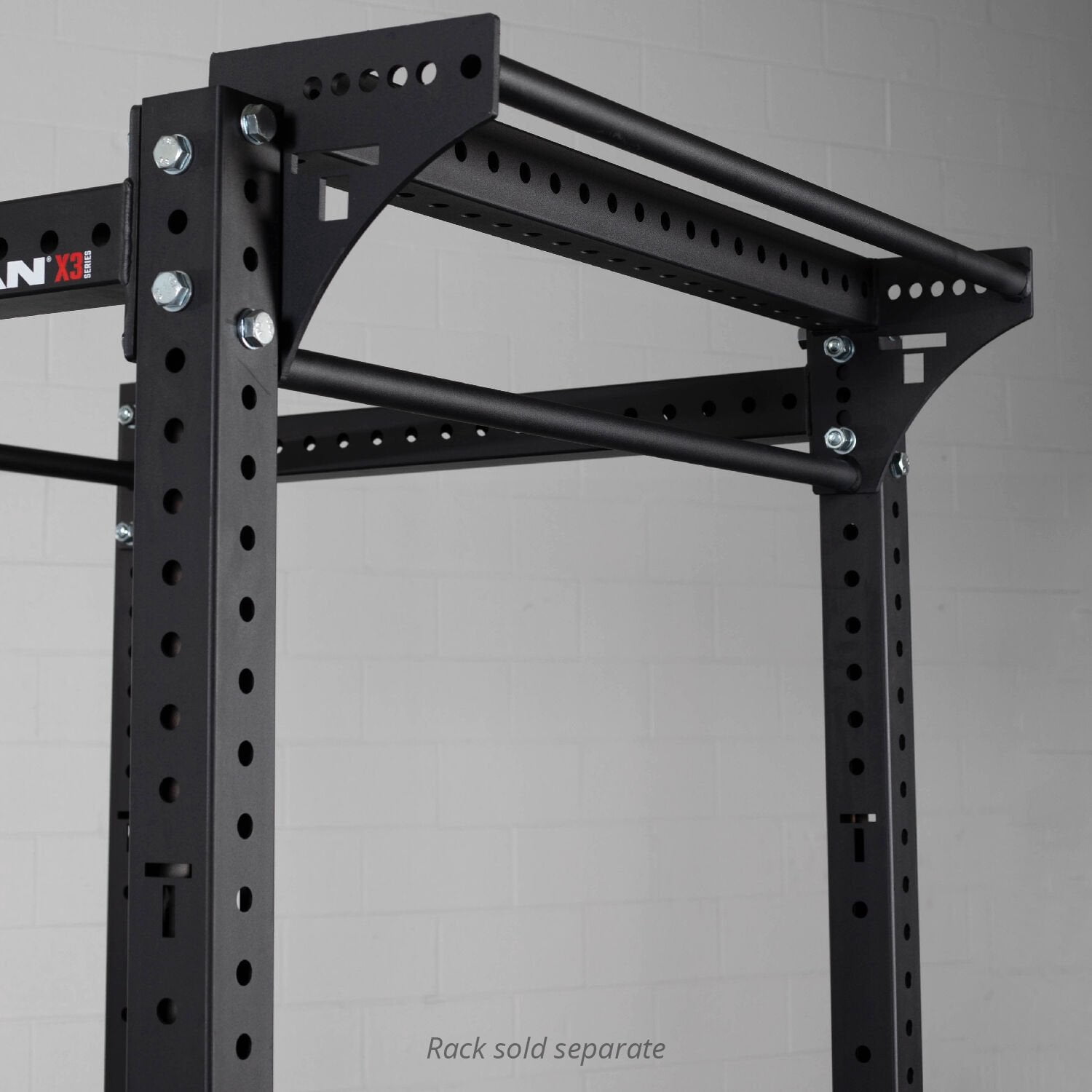 Titan Fitness Rack Mounted Dual Pull-Up Stabilizer Bar Fits T-3 or X-3 Series Power Racks, 32mm Grip, 2" x 3" Stabilizer Bar Power Rack Connector